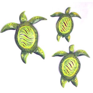 PMA-137   Painted Sea Turtles Set of 3 Style C Large 14.25 x 13.75″, Medium 7.75″ x 11.75″, Small 6.25″ x 7.5